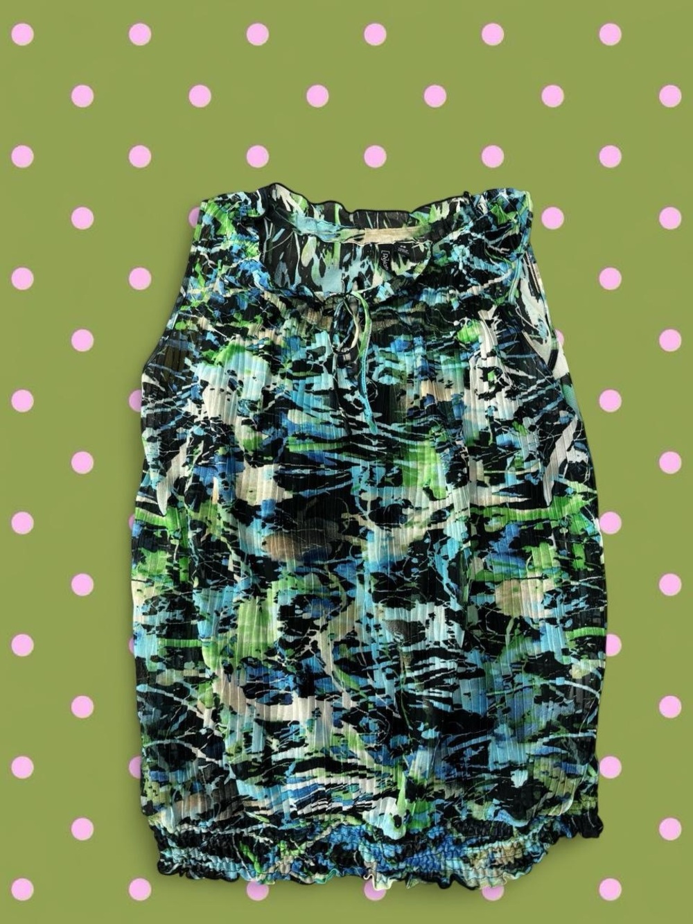 Relativity Blue, Green & Black Abstract Smocked Mini Skirt